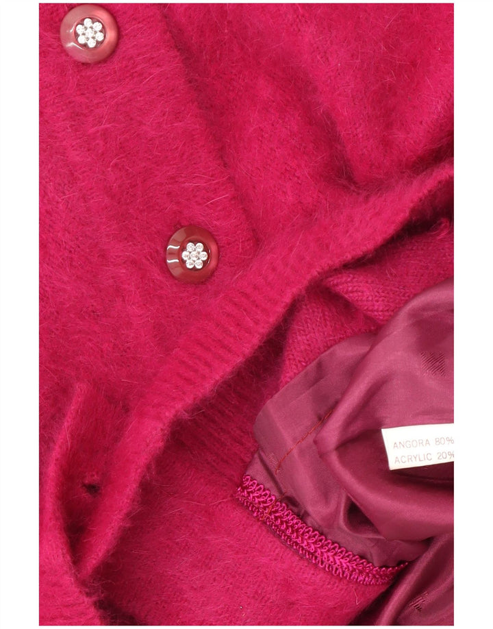VINTAGE Suéter Cárdigan para Mujer Reino Unido 20 2XL Rosa Angora