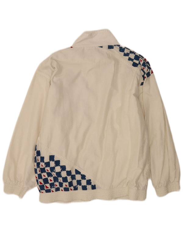 Tactel Hombre Chándal Top Chaqueta Small Blanco Geométrico Poliamida