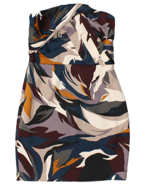 REISS Vestido sin tirantes con estampado abstracto para mujer UK 8 Small Multicolor