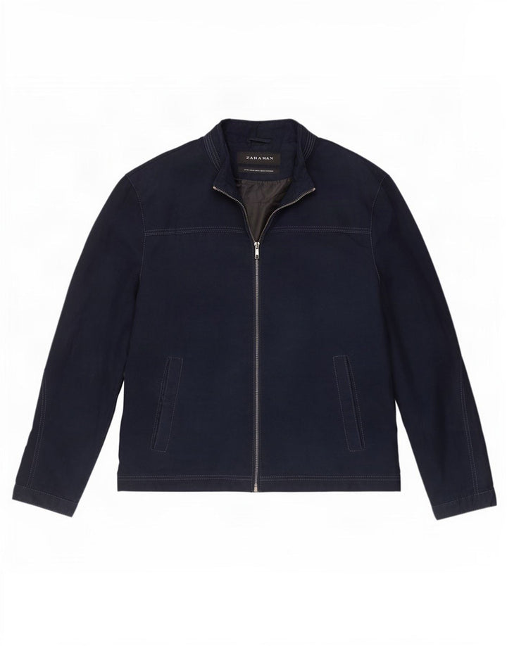 Zara Hombre Cazadora Bomber UK 42 XL Azul Marino