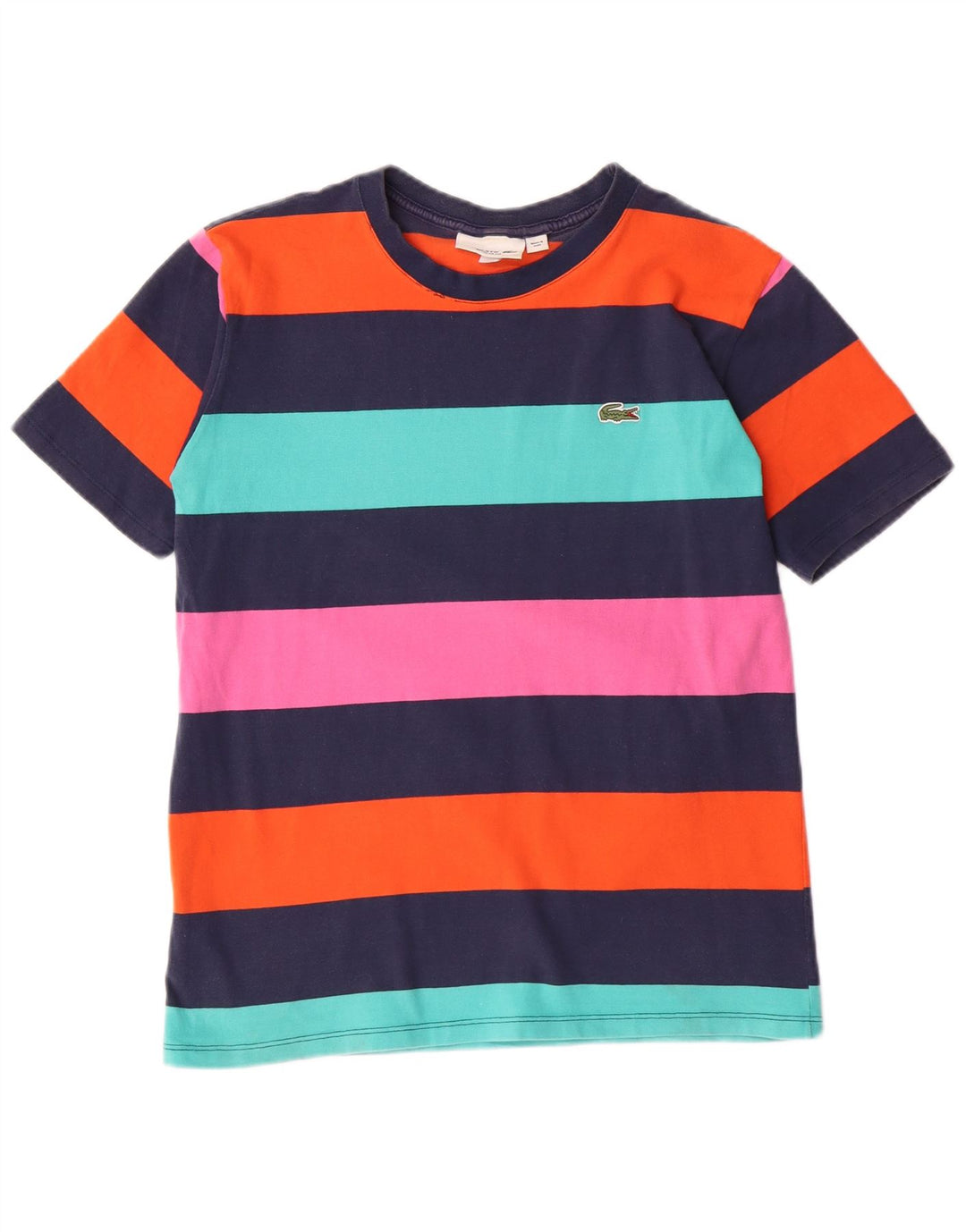 Lacoste Camiseta gráfica para mujer UK 40 Mediana Rayas multicolores