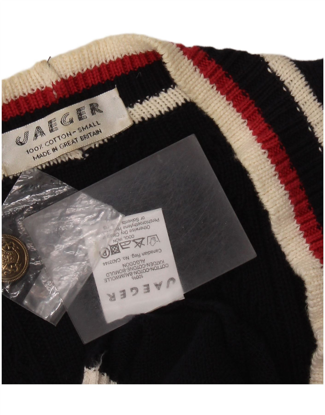 JAEGER Suéter tipo cárdigan extragrande para mujer UK 10 Small Azul marino Colorblock