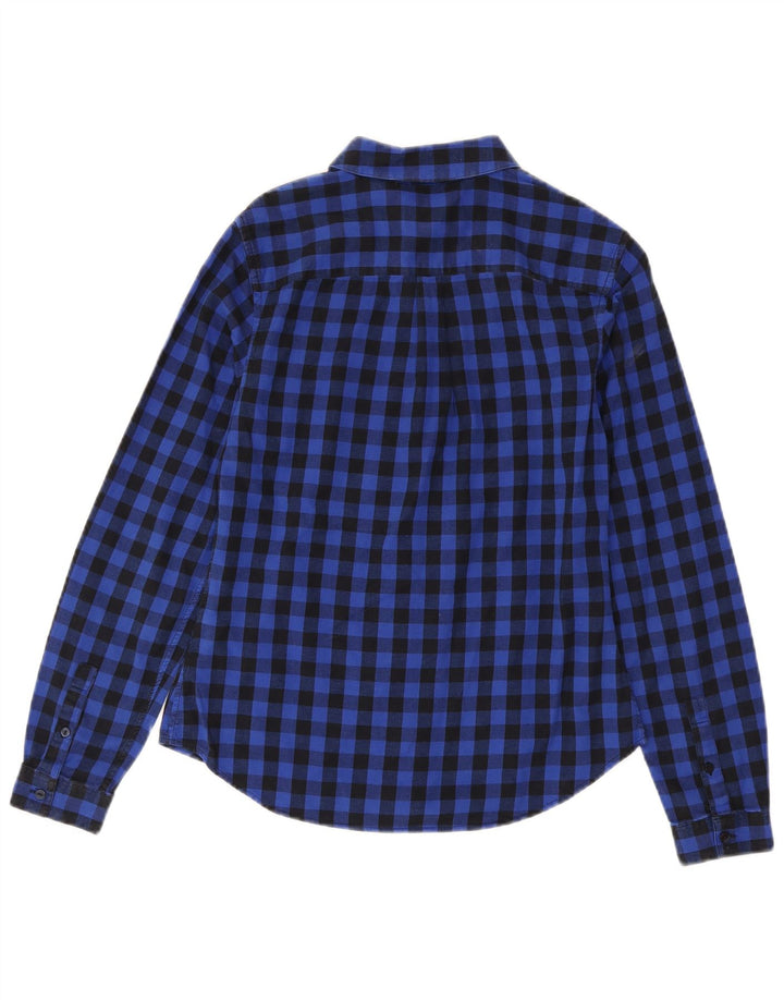 Jack Wills Camisa de franela de manga larga para mujer UK 8 Small Blue Check