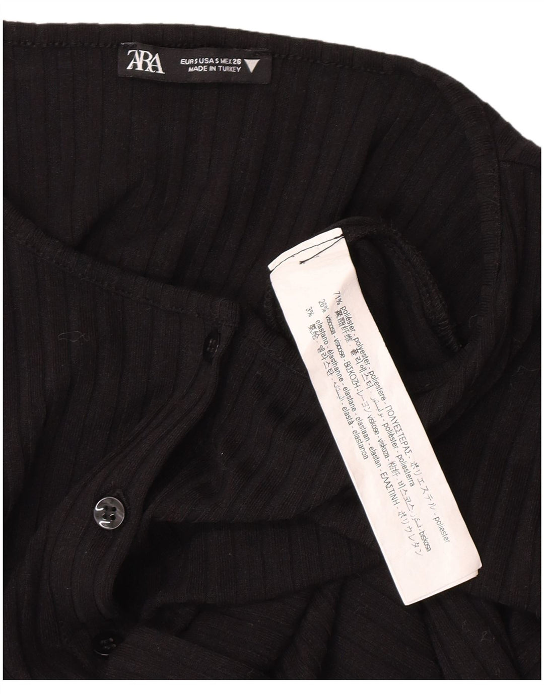 Zara Mujer Longline Cardigan Suéter UK 8 Pequeño Poliéster Negro