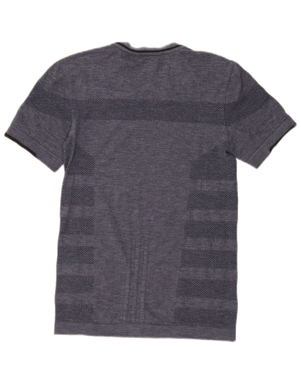 Adidas - Camiseta para correr para hombre, talla pequeña, color azul marino a rayas