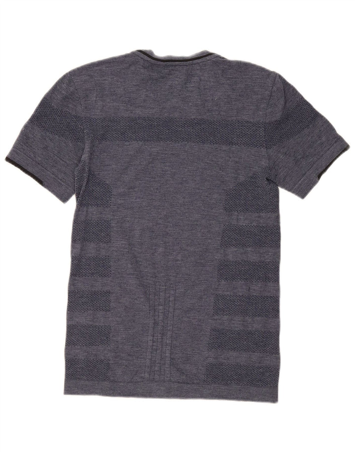 Adidas - Camiseta para correr para hombre, talla pequeña, color azul marino a rayas