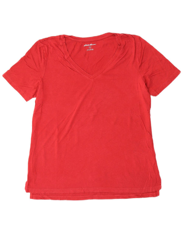 EDDIE BAUER Camiseta para mujer Top UK 16 Large Red Cotton