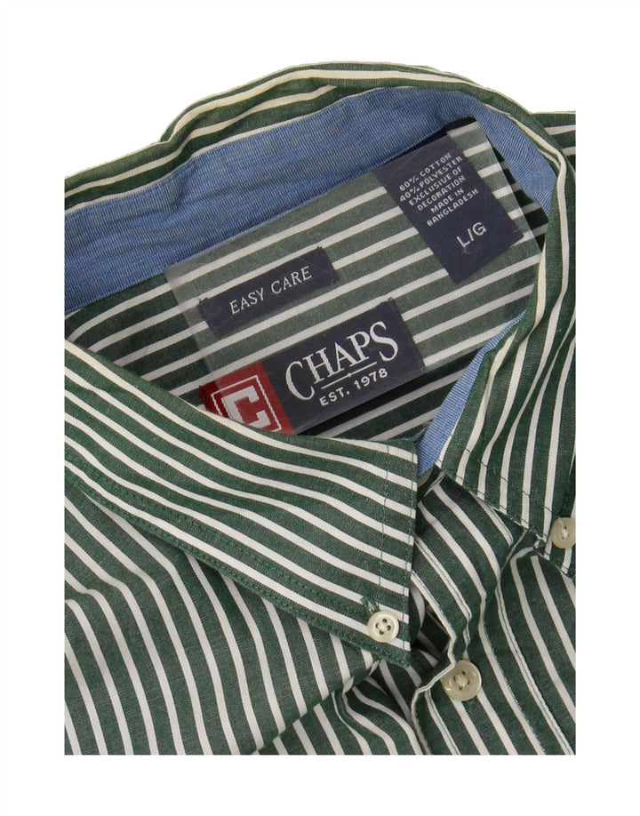 CHAPS Mens Shirt Large Green Pinstripe Cotton Vintage Chaps and Second-Hand Chaps from Messina Hembry 