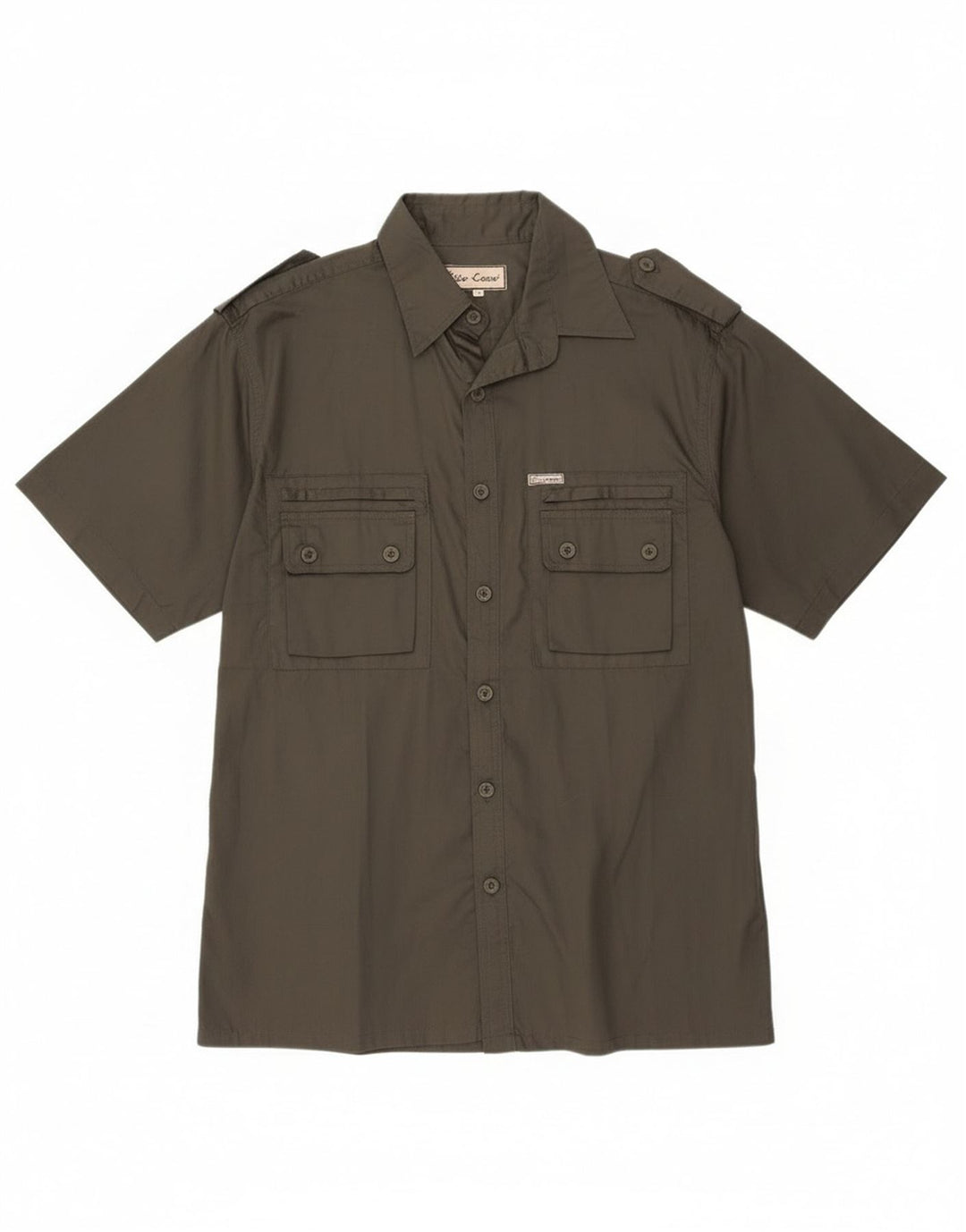 ESSE EMME Camisa militar de manga corta para hombre Algodón caqui medio