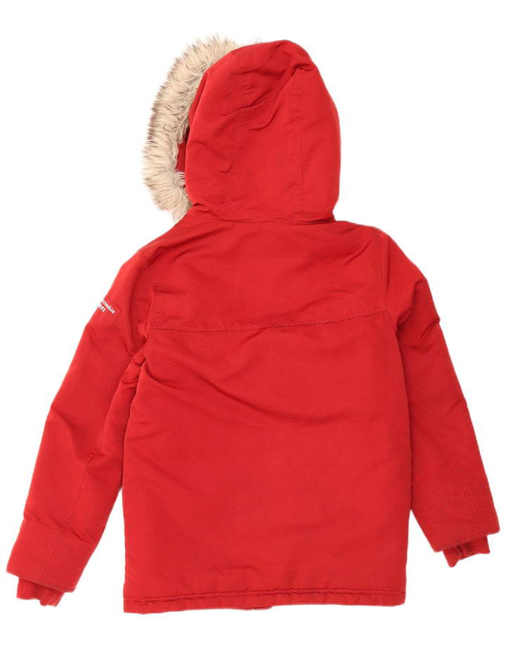 ABERCROMBIE & FITCH Parka con capucha para niño 9-10 años Algodón rojo