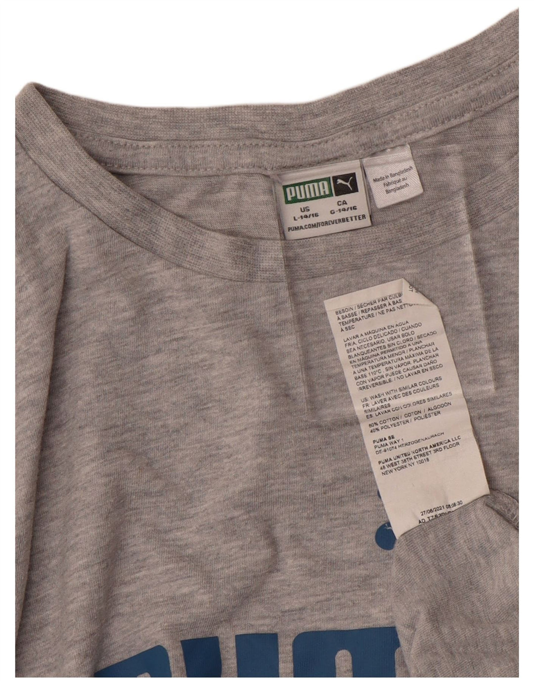 PUMA Camiseta gráfica para niños 14-15 años Grande Gris Algodón