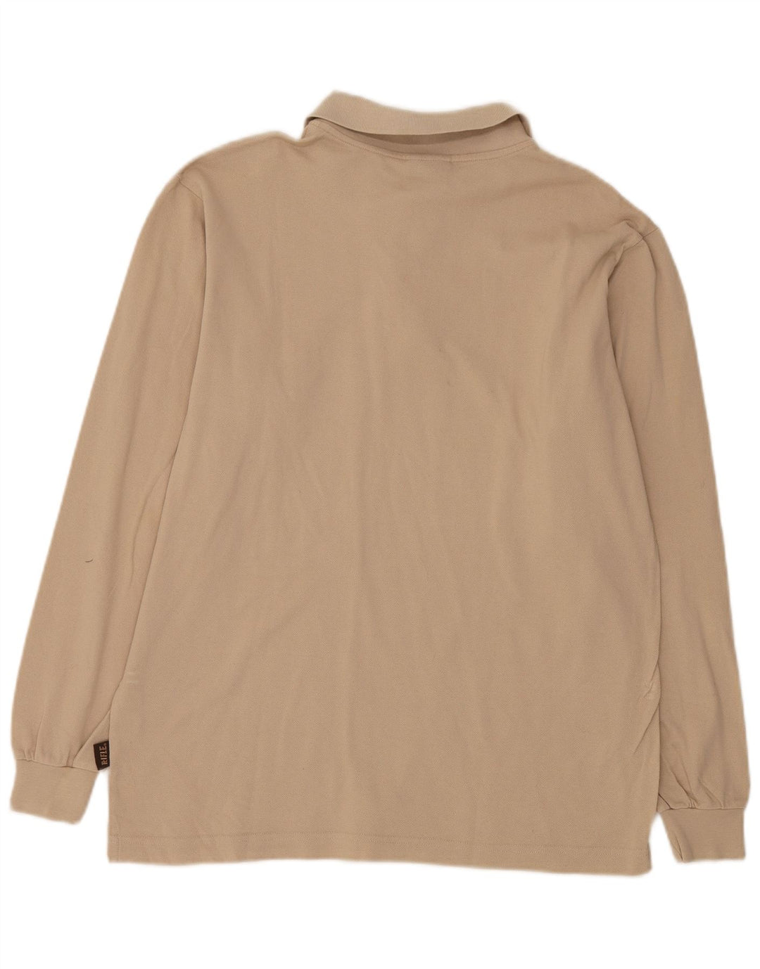 Rifle Polo De Manga Larga Para Hombre Algodón Beige Medio