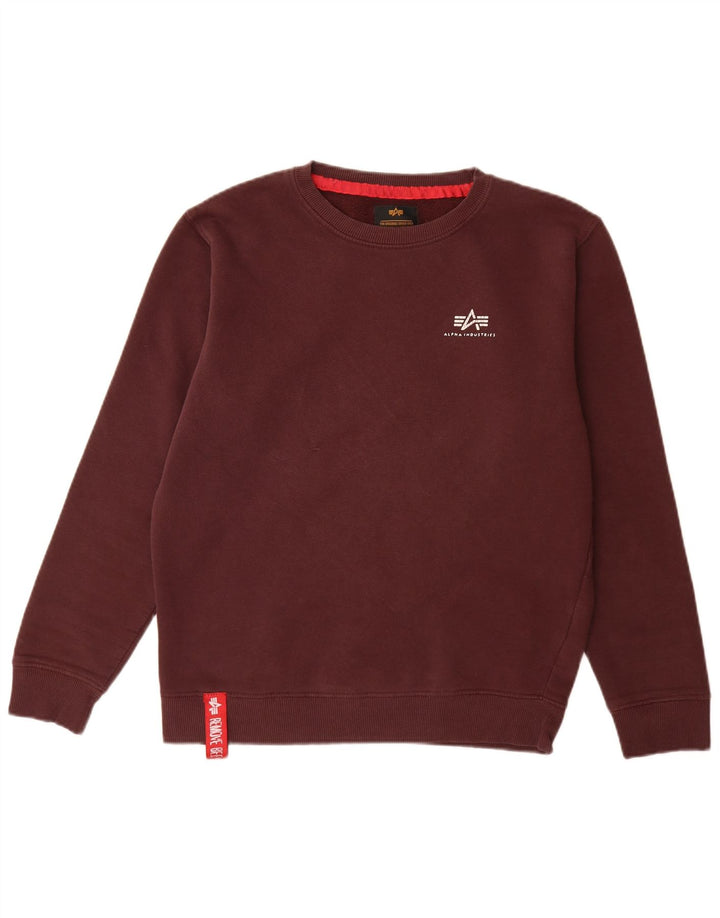 ALPHA INDUSTRIES Sudadera para hombre Jumper Small Borgoña Algodón