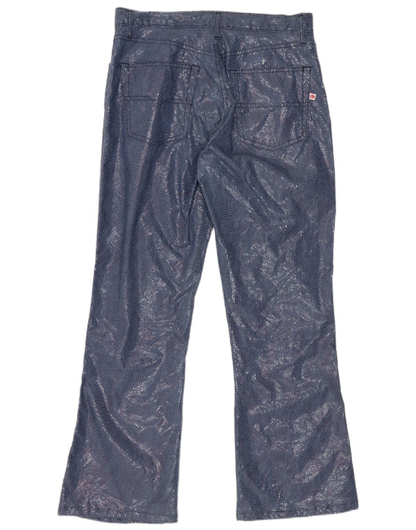 Casucci Pantalones casuales con corte de bota para mujer W31 L29 Algodón con estampado animal azul