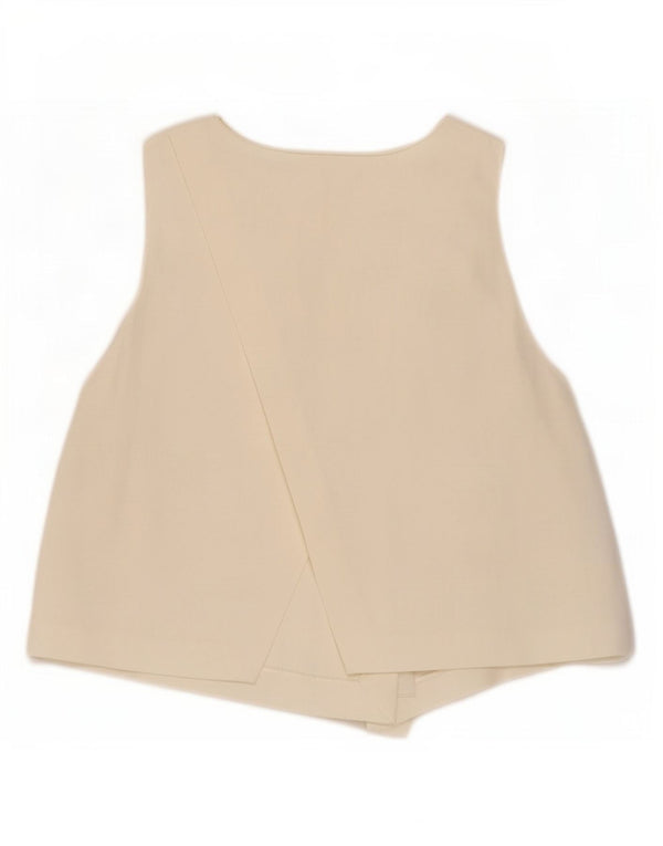 Zara Blusa Corta Sin Mangas para Mujer UK 12 Medium Off White Viscosa