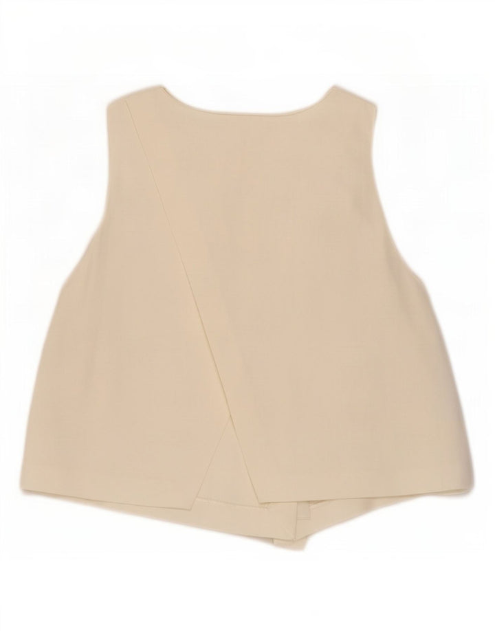Zara Blusa Corta Sin Mangas para Mujer UK 12 Medium Off White Viscosa