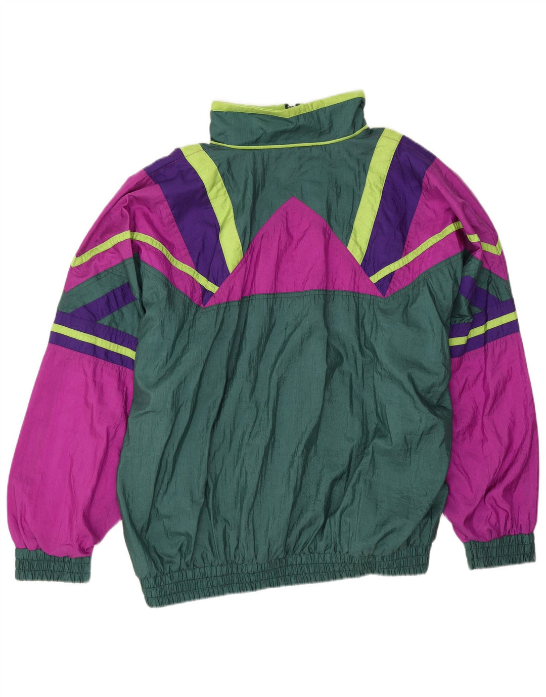Vintage hombres oversize chándal top chaqueta grande verde colorblock