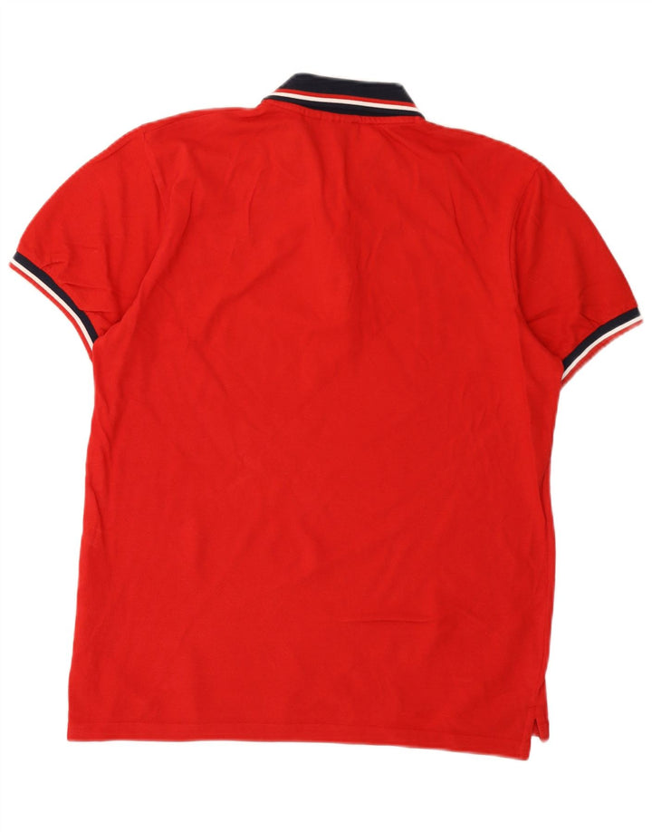 Polo Fila Hombre De Algodón Color Block Rojo Medio