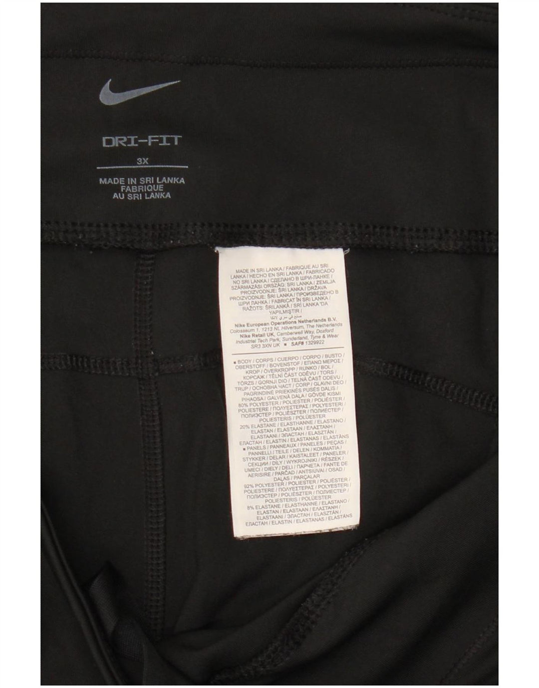 Nike Leggings Capri Dri Fit para Mujer UK 22 3XL Poliéster Negro