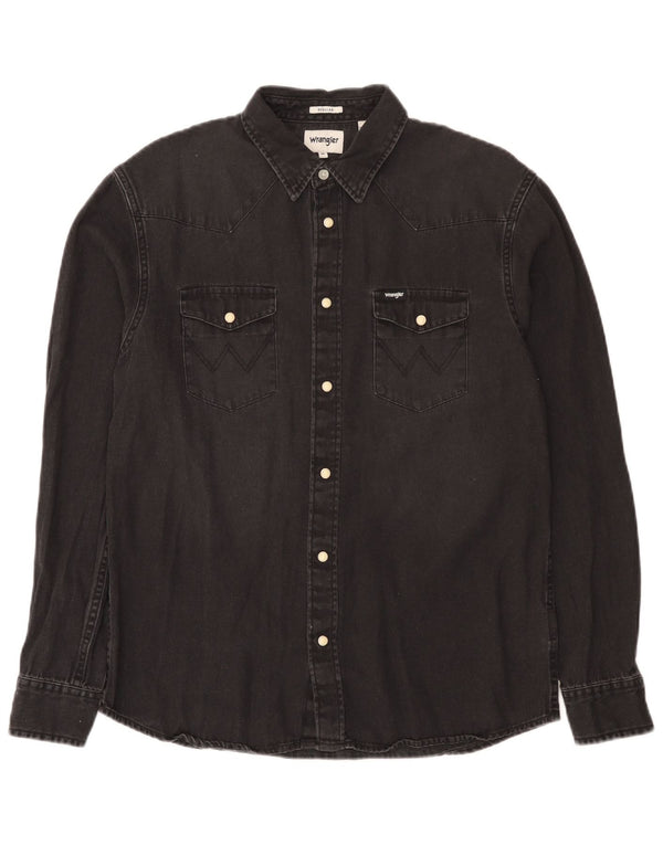 Wrangler Camisa Vaquera De Corte Regular Western Para Hombre Algodón Negro Mediano