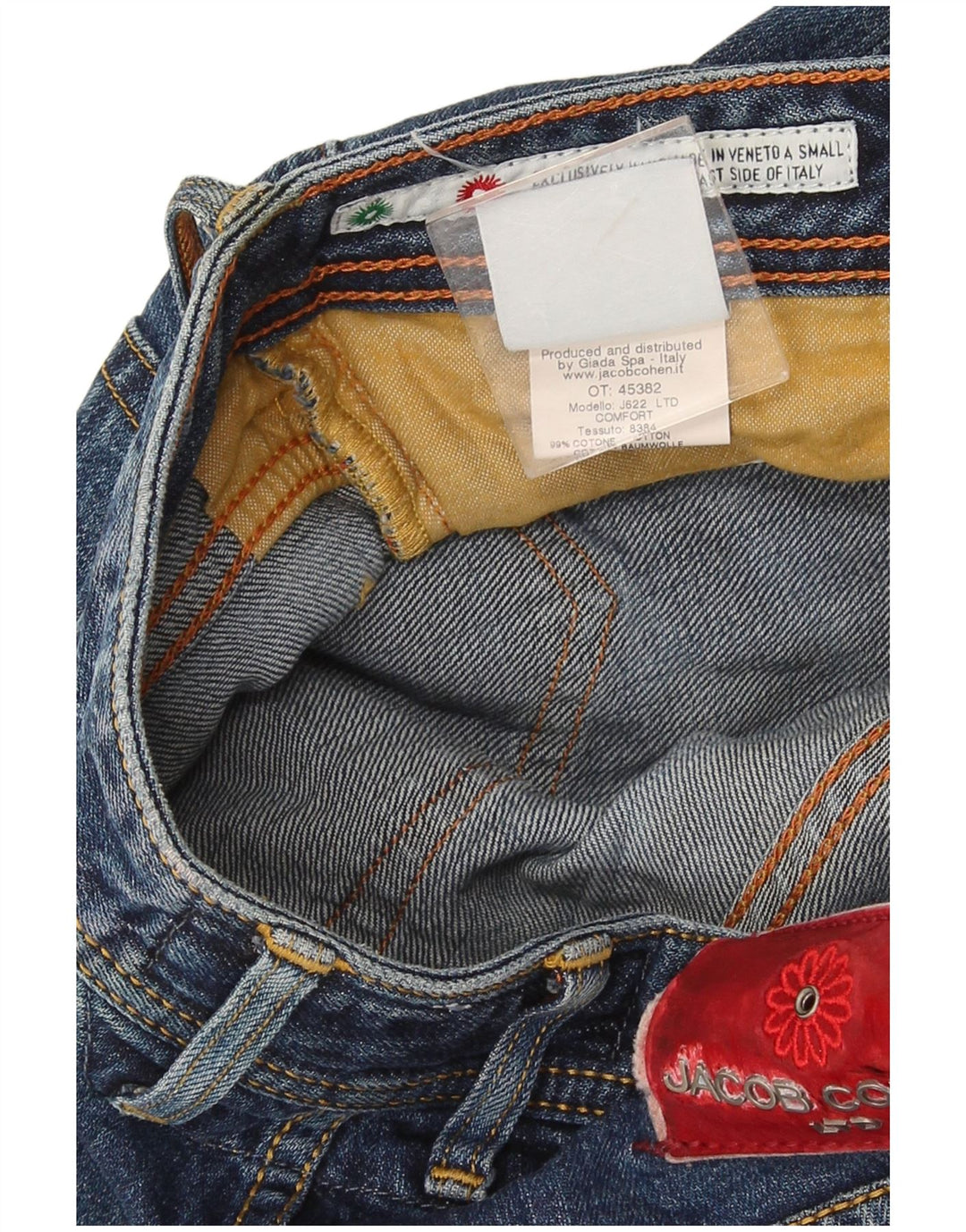 Jacob Cohen Jeans delgados hechos a mano para mujer W31 L28 Algodón azul