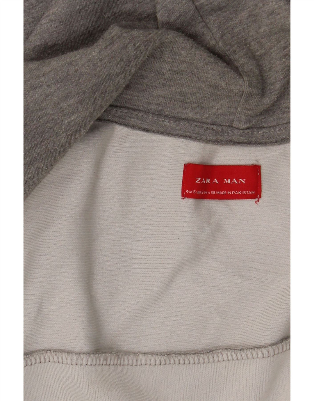 Zara Mens Zip Sudadera Con Capucha Suéter Pequeño Gris