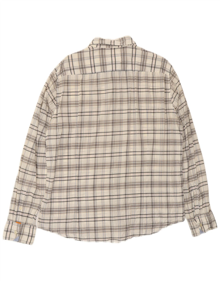 Camisa Hugo Boss Hombre XL Algodón Cuadros Blanco