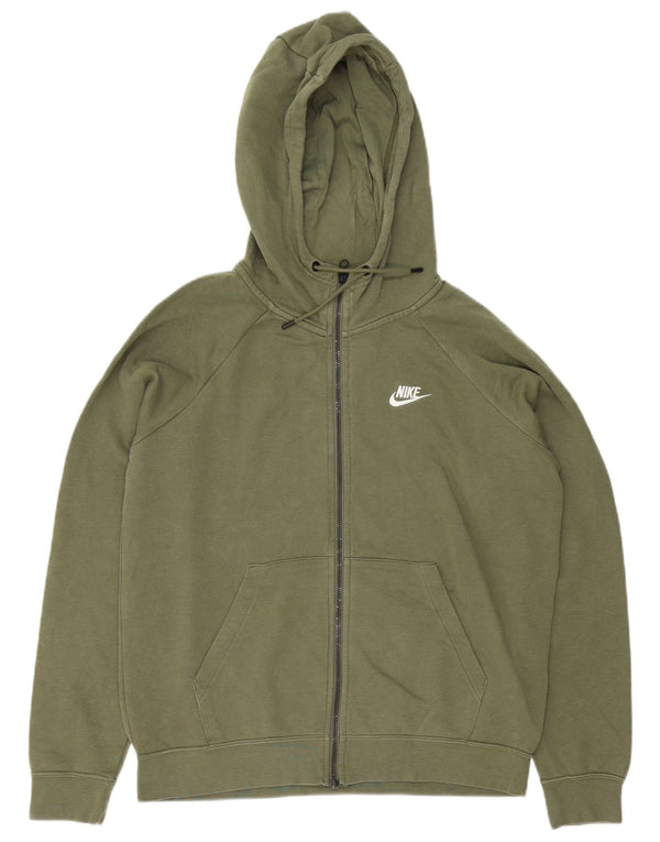 Nike - Sudadera con capucha y cremallera para hombre, color verde medio, algodón