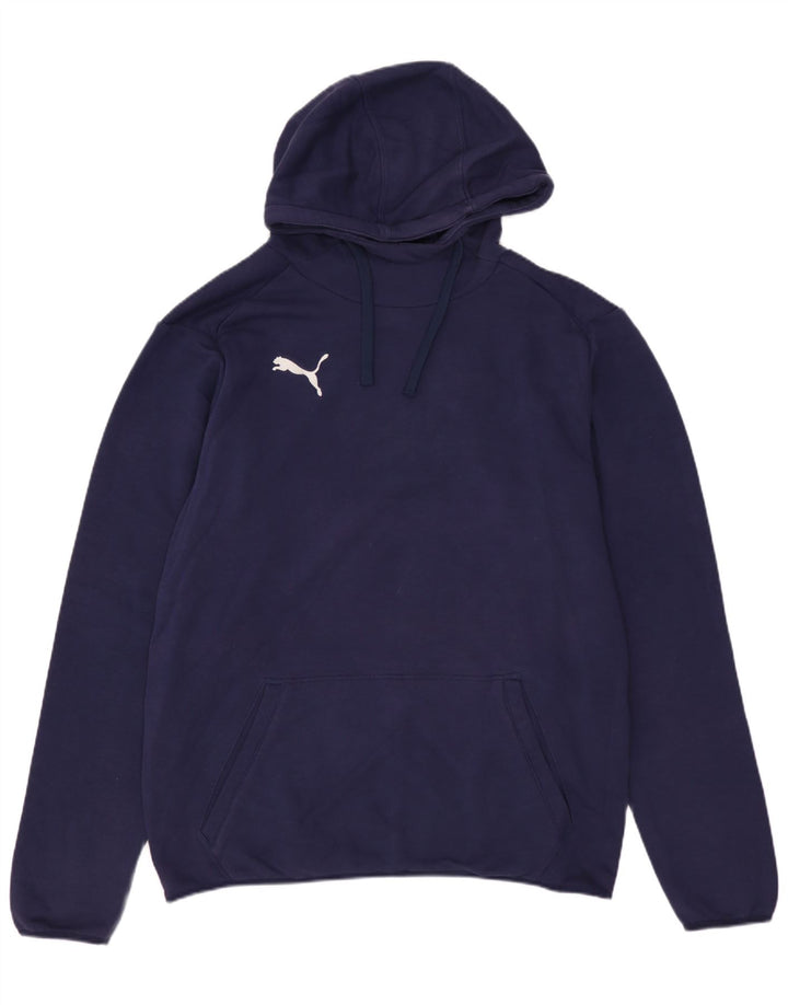 PUMA Sudadera con capucha para hombre, talla pequeña, algodón azul marino