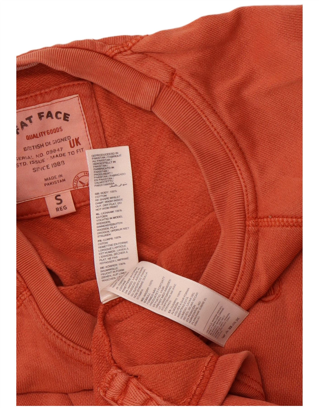 FAT FACE Sudadera con Capucha para Hombre Jersey Small Naranja Algodón