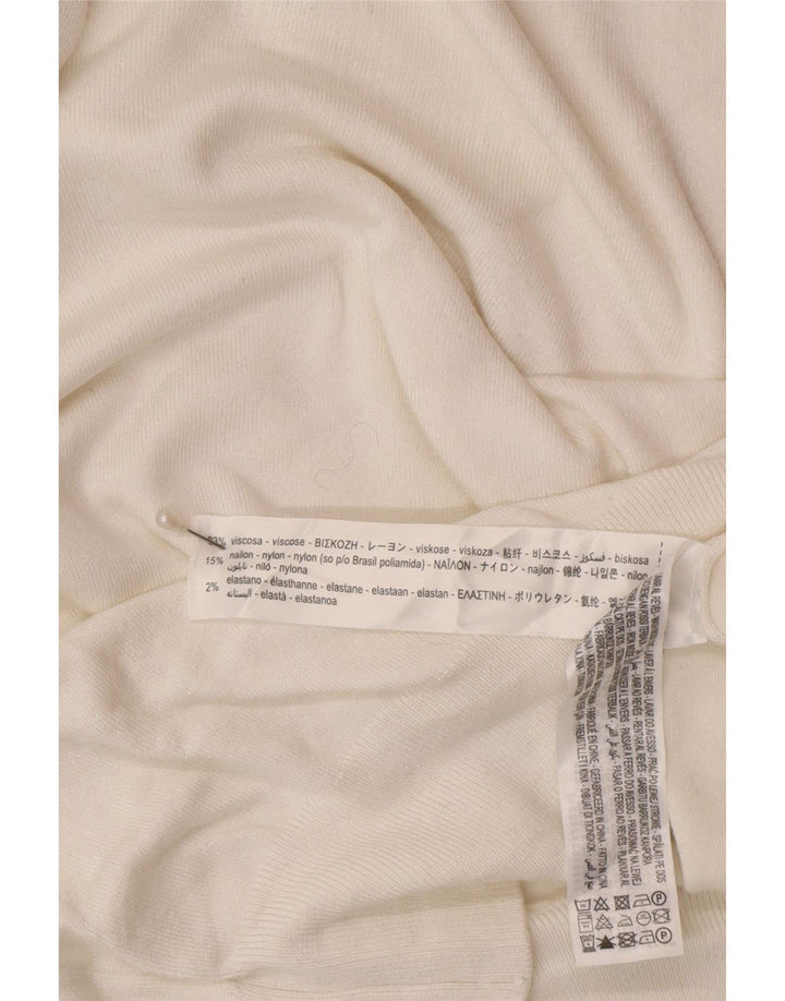 Zara - Jersey de manga corta con cuello vuelto para mujer, talla M, color blanco