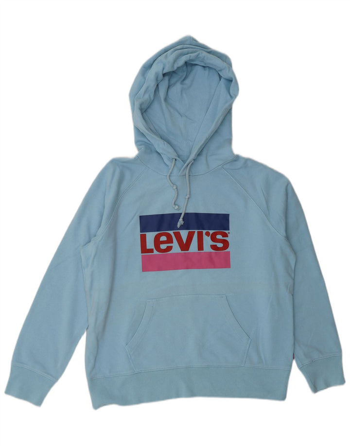 LEVI'S Jersey con capucha y gráfico extragrande para mujer UK 10 Small Blue Cotton