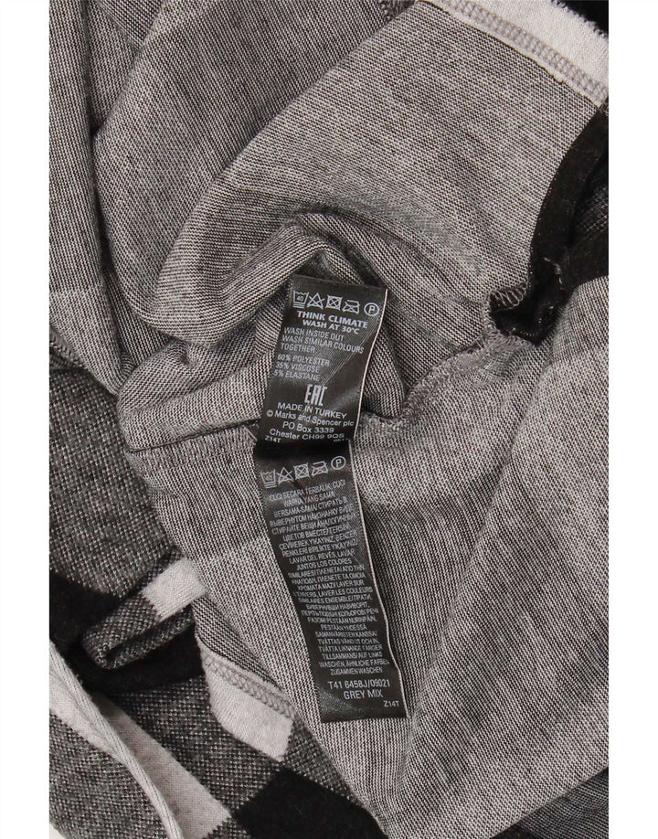 Marks & Spencer Camiseta de manga larga para mujer UK 20 2XL Poliéster a cuadros gris