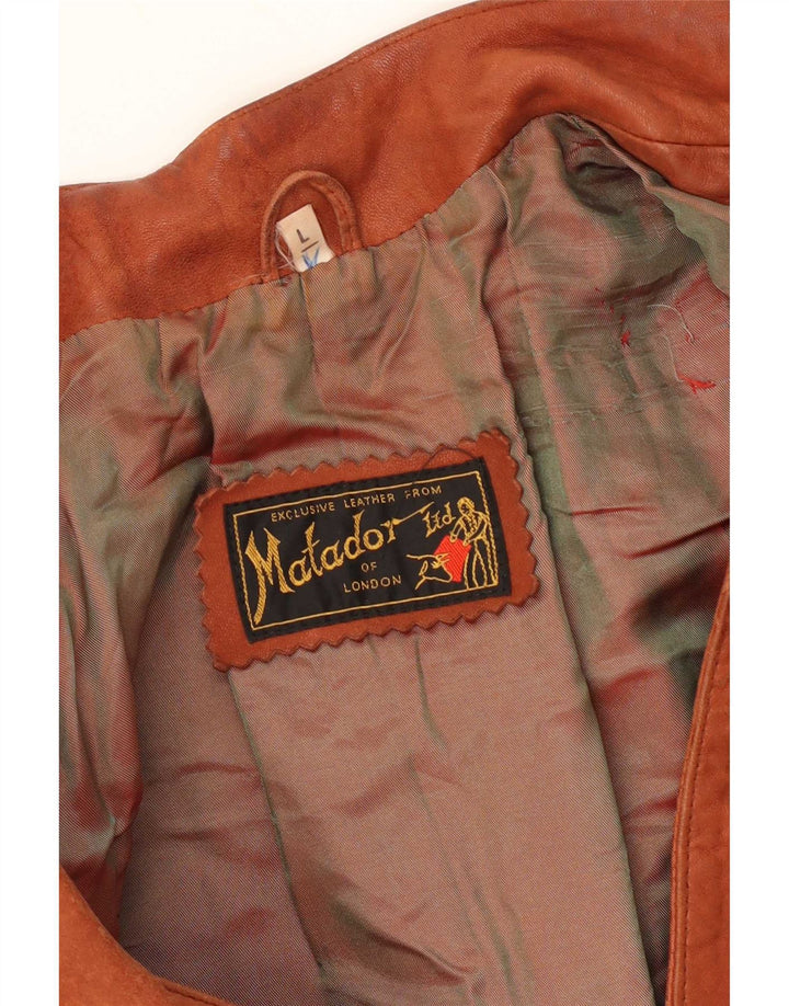 Chaqueta de cuero vintage para hombre UK 40 Large Brown