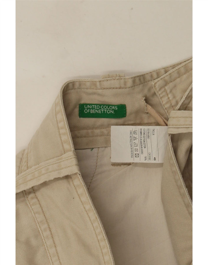 Benetton Shorts Cargo Hombre IT 48 Medium W36 Algodón Beige