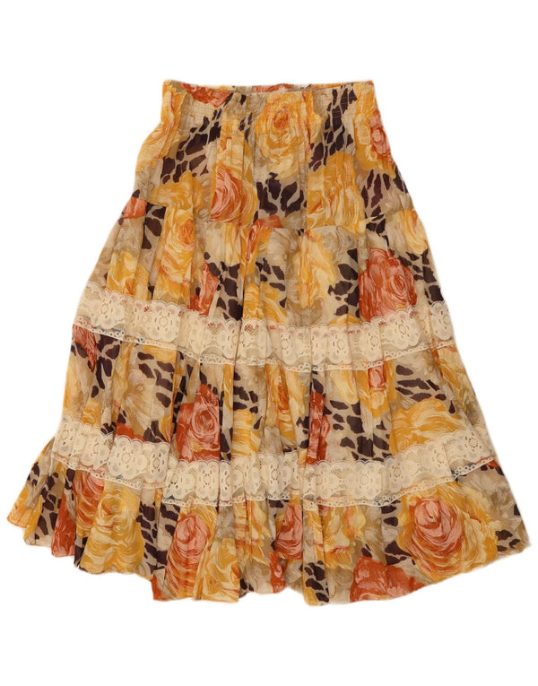 Falda escalonada vintage para mujer W26 pequeña floral multicolor