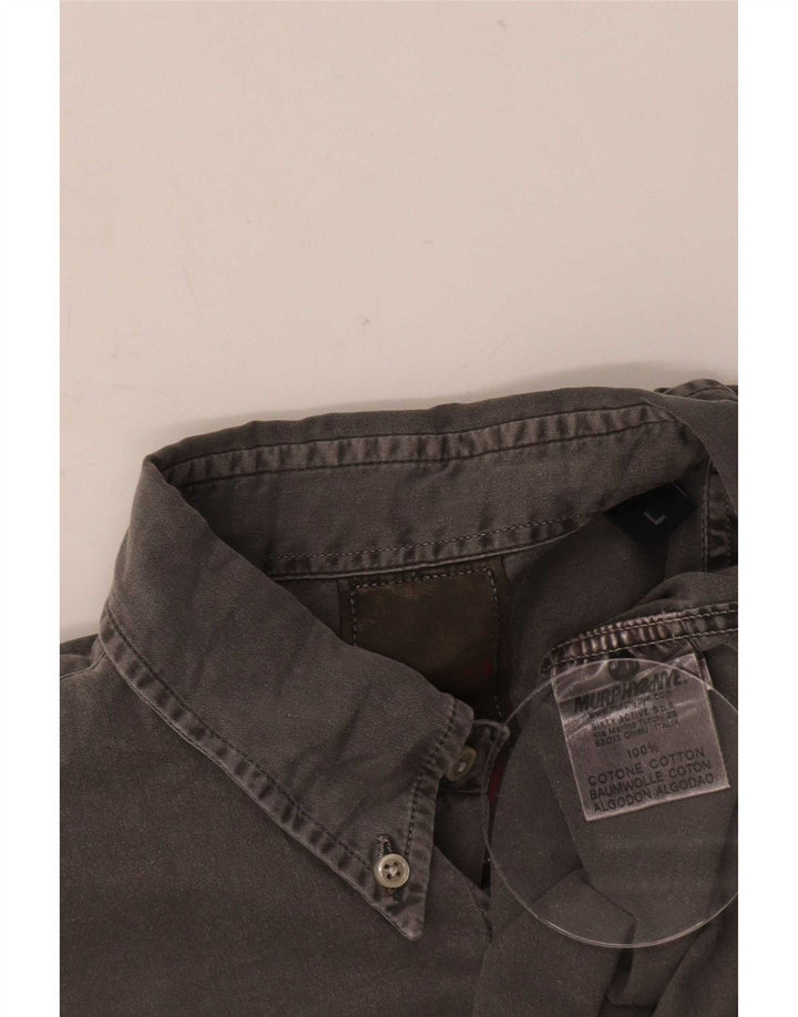 Murphy & Nye Camisa vaquera para hombre grande de algodón gris