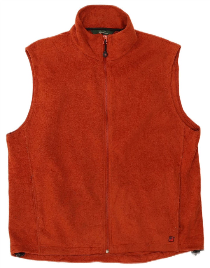 WOOLRICH Mens Fleece Gilet UK 40 Large Orange Polyester