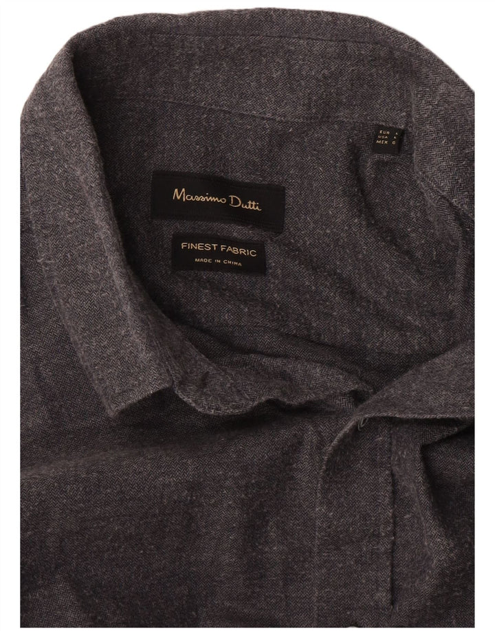 Camisa Massimo Dutti Hombre Large Gris Espiga