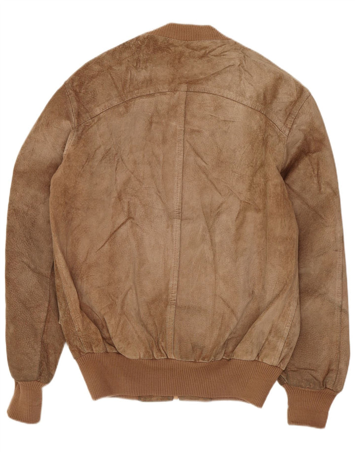 MONPEL Chaqueta bomber de ante para hombre IT 46 Small Brown Leather