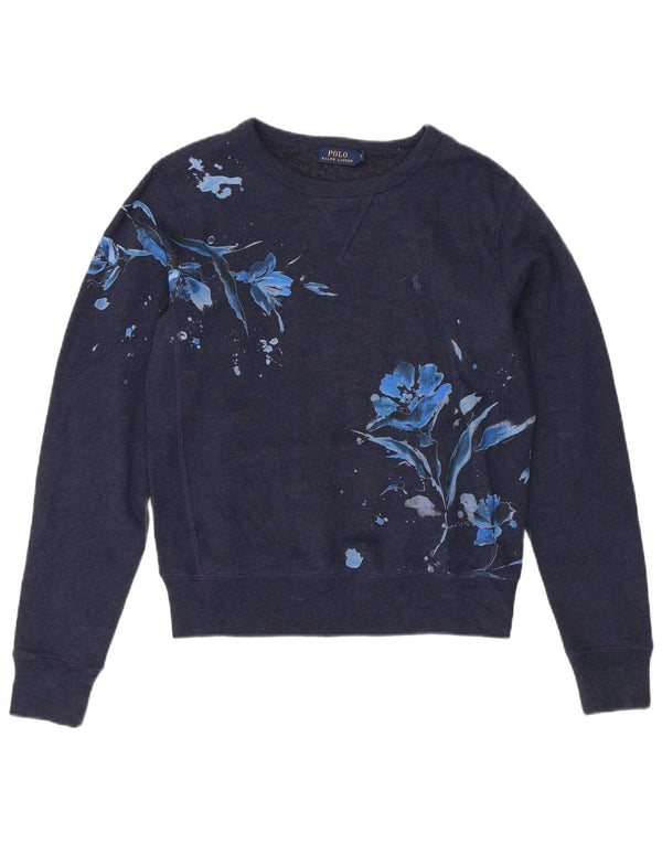 POLO RALPH LAUREN Sudadera para mujer Jumper UK 10 Small Azul marino Floral