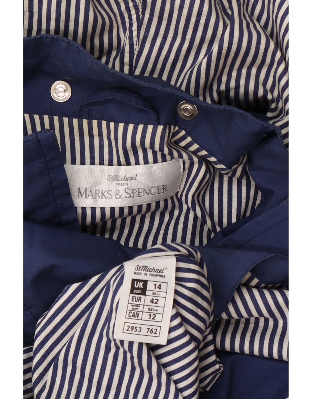Marks & Spencer Chaqueta impermeable con capucha St. Michael para mujer, talla 40, color azul