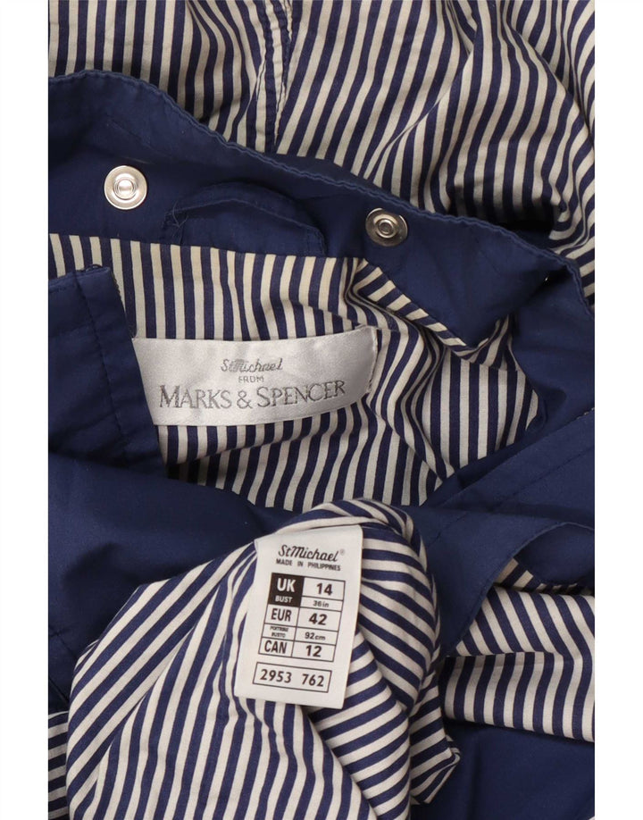 Marks & Spencer Chaqueta impermeable con capucha St. Michael para mujer, talla 40, color azul