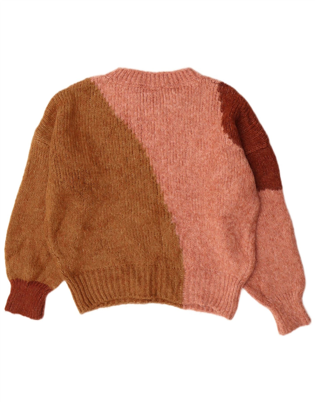 ZARA Jersey de cuello redondo para mujer, UK 44 Acrílico color block rosa medio