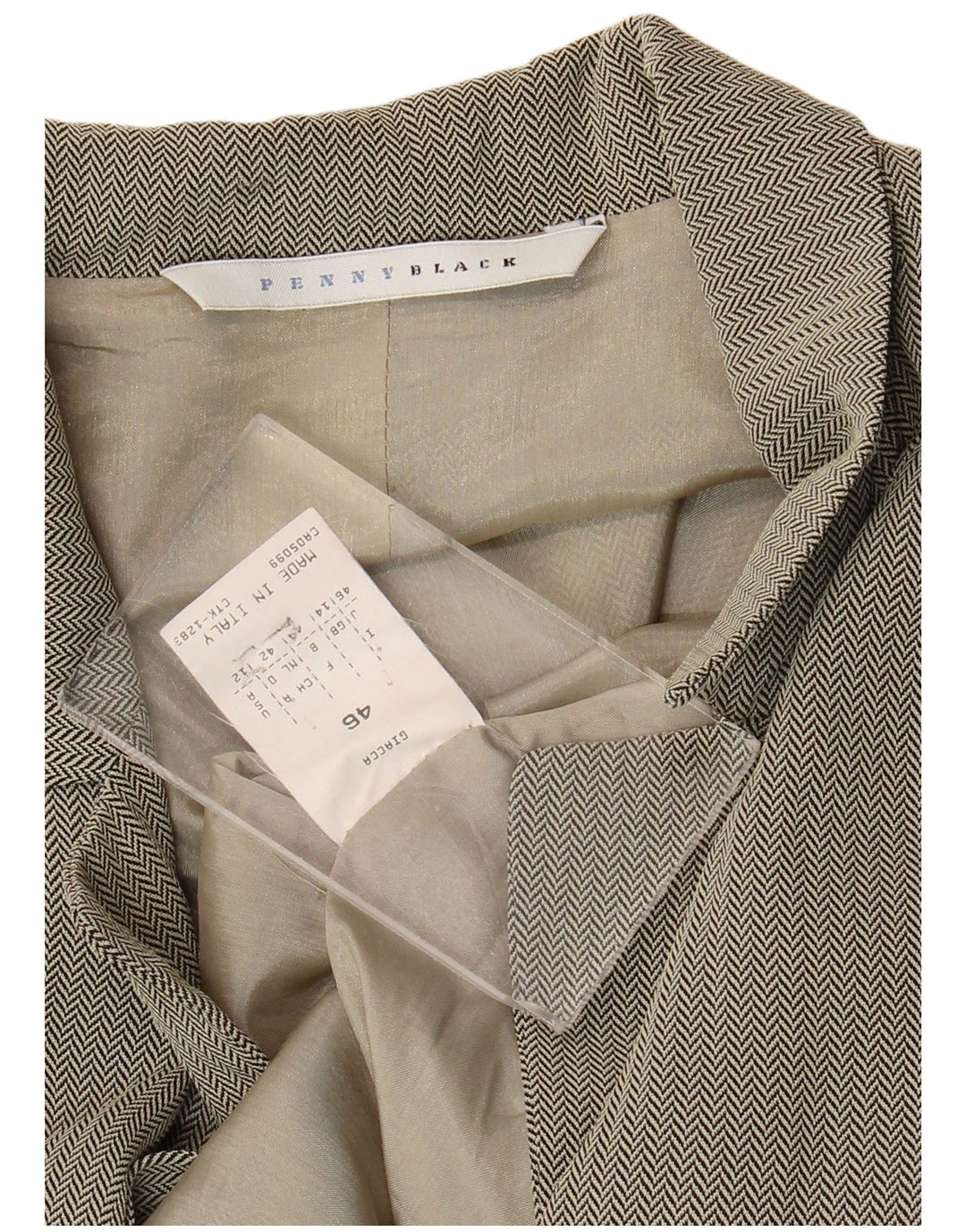 Penny Black Chaqueta tipo blazer de 3 botones para mujer UK 44 Grande Gris Espiga
