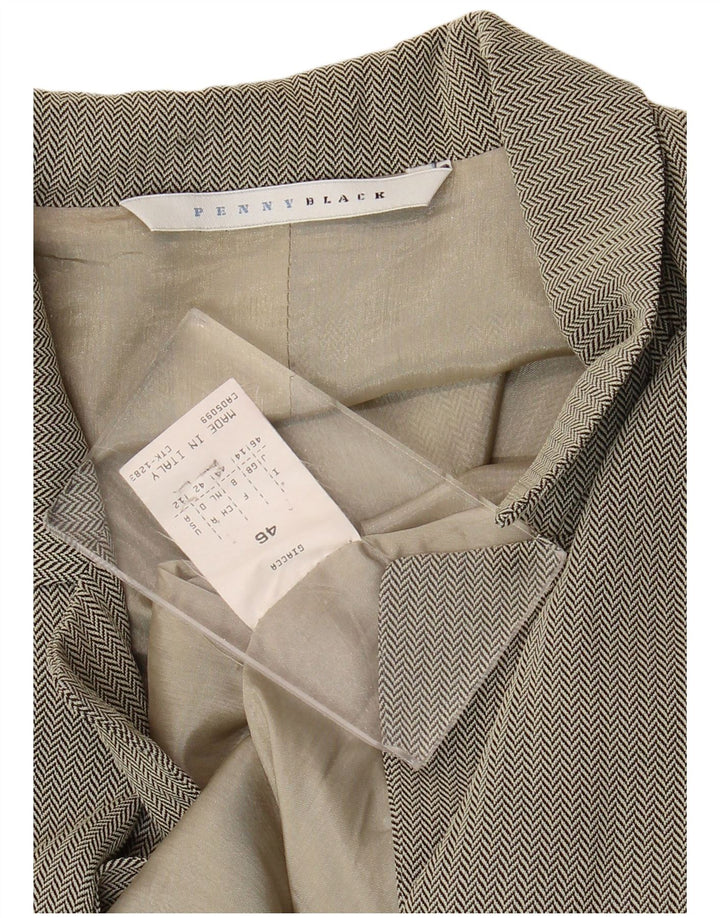 Penny Black Chaqueta tipo blazer de 3 botones para mujer UK 44 Grande Gris Espiga