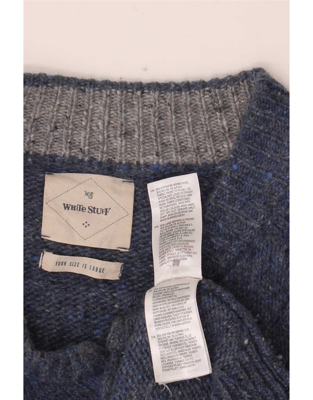 Jersey con cuello abotonado para hombre de White Stuff, talla grande, moteado en azul marino