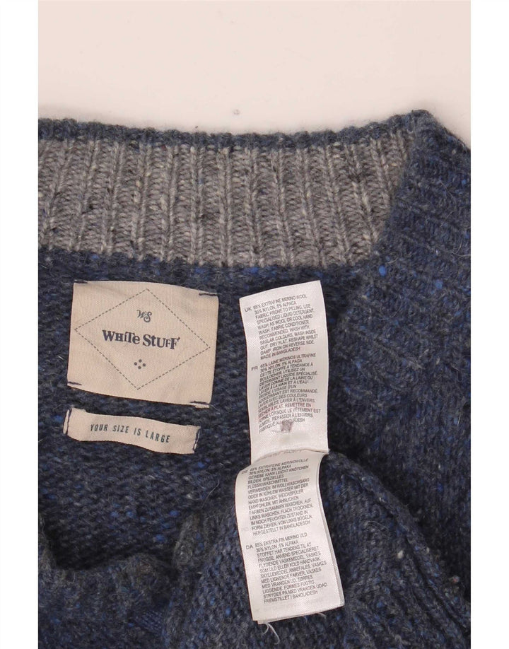 Jersey con cuello abotonado para hombre de White Stuff, talla grande, moteado en azul marino