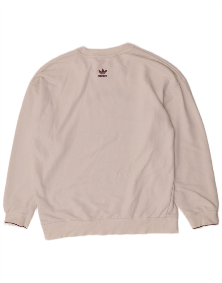 Adidas - Sudadera de gran tamaño con gráfico para mujer, talla 10, algodón blanco pequeño