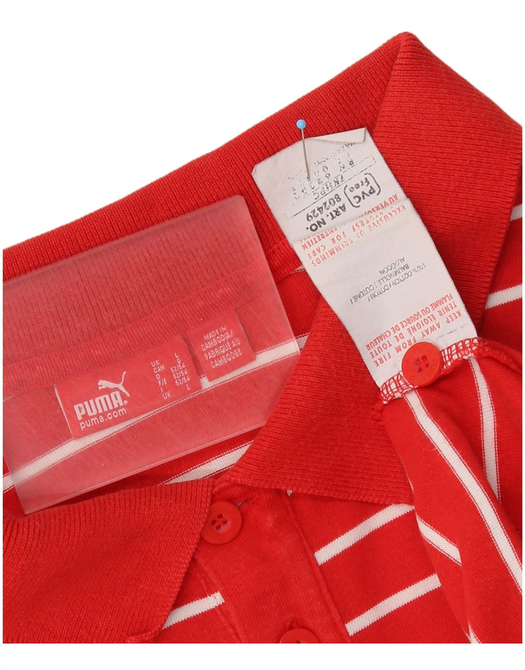 Puma Polo para hombre de algodón a rayas rojas grandes